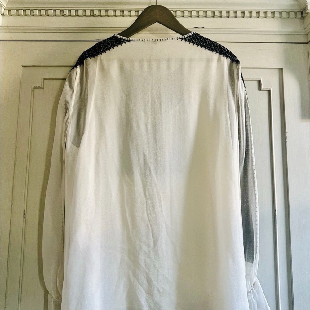 EUC KOBI HALPERIN Women Jona Silk  White Black Lace Two Layer Blouse Sz XL - Picture 2 of 13